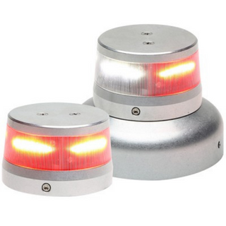 WHELEN OR36S2WL RED/WHITE SPLID LED BEACON 28 VDC 3.75″UPPER 01-0772010-33